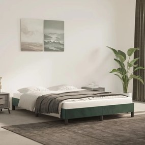 Estrutura de cama sem colchão 140x200 cm veludo verde-escuro