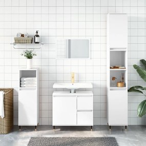 vidaXL 3pcs conj. móveis casa banho derivados madeira branco brilhante
