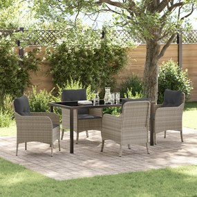 Conjunto de Jantar de Jardim com Almofadas Cinza Claro Vime PE