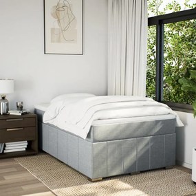 Cama boxspring com colchão 120x190 cm tecido cinzento-claro