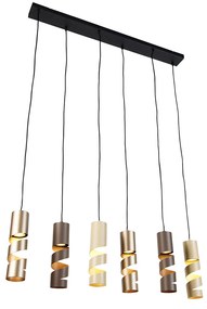 Moderne hanglamp zwart met taupe en beige 6-lichts - Stream Moderno