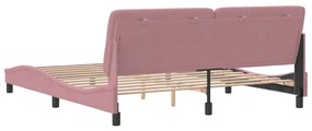 Estrutura de cama c/ cabeceira 180x200 cm veludo rosa