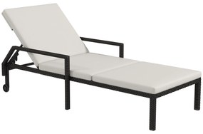 Outsunny Espreguiçadeira de Vime Chaise Longue de Jardim com Encosto A