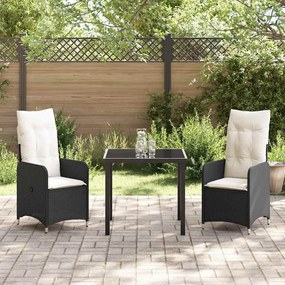 Conjunto de Jantar para Jardim 3 Peças com Almofadas em Rattan Sintéti
