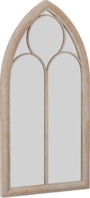 Espelho Painel 111,5x60,5cm Janela Estilo Fazenda Arqueado Moldura Metálica Antiexplosão Sala de Estar Entrada Lareira Jardim Cinza rústico