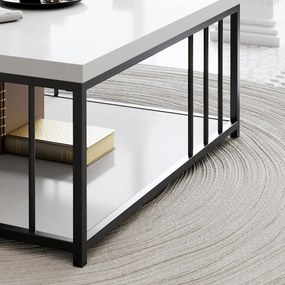 Mesa de Centro Zenn – Branco e Preto – 90 x 90 x 40 cm