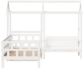Conj. de sofá-cama com telhado 90x190 cm pinho maciço branco