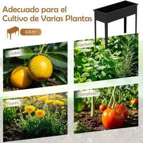 Floreira metálico elevado com pés Caixa de jardinagem 100 x 40 x 80 cm Preto