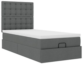 Estrutura cama otomana colchão 100x200cm tecido cinzento escuro