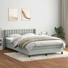 vidaXL Cama com molas/colchão 140x220 cm veludo cinzento-claro