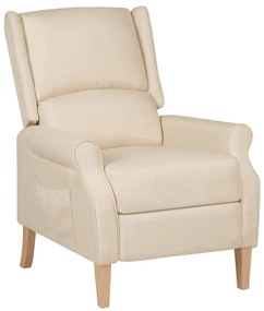 vidaXL Poltrona reclinável tecido creme