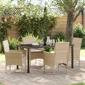 vidaXL Conjunto de Jantar de Jardim de 5 Peças com Almofadas Bege