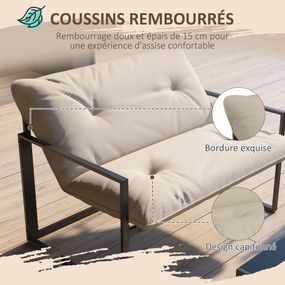 Conjunto de jardim de 4 peças para 4 pessoas, com sofá de 2 lugares, 2 poltronas e 1 mesa de centro cinzenta