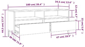 Móvel p/ TV 100x34,5x44,5cm derivados de madeira cinza cimento