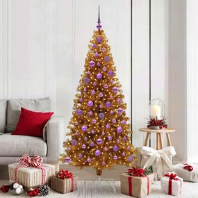 vidaXL Árvore de Natal com 300 LEDs com suporte Ouro 180 cm PET
