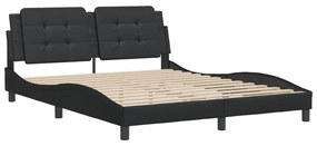 Estrutura cama c/ cabeceira 160x200 cm couro artificial preto