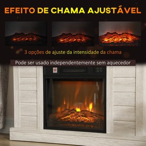 Lareira Elétrica 1800W com Efeito de Chama Realista Controlo Remoto Te