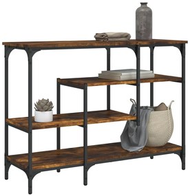 Mesa consola c/ prateleiras 100x35x75 cm carvalho fumado