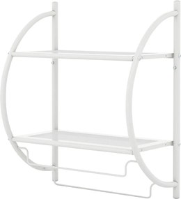 Toalheiro de parede 45 x 26 x 55 cm (C x L x A) com barra e 2 prateleiras para Casa de Banho Branco