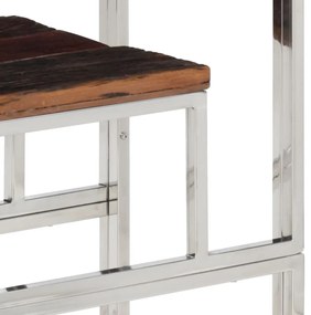 Mesa consola aço inoxidável/madeira ferroviária maciça prateado