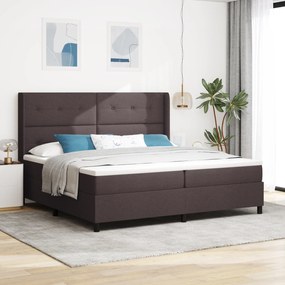 Cama Box Spring vidaXL com Colchão Castanho Escuro 200x200 cm em Tecido