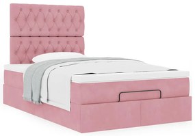 Estrutura de cama otomana com colchões 120x200 cm veludo rosa