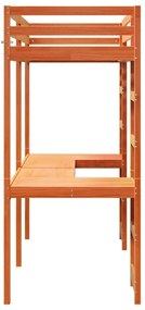 Cama alta sem colchão 90x190 cm pinho maciço castanho-mel