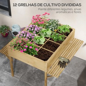 Outsunny Horta Elevada de Madeira Horta Urbana Mesa de Cultivo 122x91,