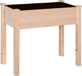 Outsunny Horta Elevada de Madeira com Tecido não Tecido e 4 Orifícios de Drenagem para Cultivo 86x46x76cm Madeira | Aosom Portugal