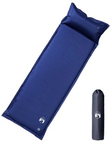 vidaXL Colchão campismo autoinsuflável c/ almofada 1 p. azul-marinho
