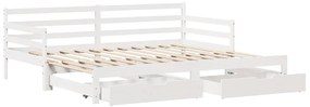Sofá-cama com gavetão e gavetas sem colchão 90x190 cm branco