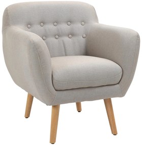 HOMCOM Poltrona individual Moderna com Pernas de Madeira Acolchoada Estilo Nórdico 71x62x78 cm bege