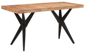 Mesa de jantar 140x70x76 cm madeira de acácia maciça preto
