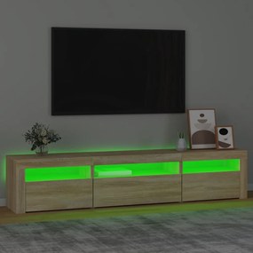 Móvel de TV com luzes LED 195x35x40 cm carvalho sonoma