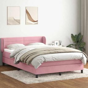 vidaXL Cama box spring com colchão 160x210 cm veludo rosa