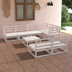 vidaXL 8 pcs conjunto lounge de jardim pinho maciço branco