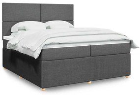Cama com molas/colchão 200x200 cm tecido cinzento-escuro