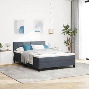 Camas Box Spring vidaXL com Colchão Cinza Escuro 140x200 cm Velvet