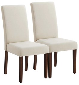 Conjunto de 2 cadeiras de sala de jantar com encosto alto e almofada confortável branco creme