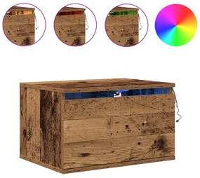 Criados-mudos vidaXL com luzes LED 2 pcs parede montada madeira velha