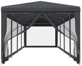 Tenda festas c/ 10 paredes laterais rede 3x12 m PEAD antracite