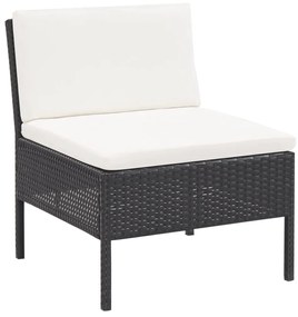 6 pcs conjunto lounge de jardim c/ almofadões vime PE preto