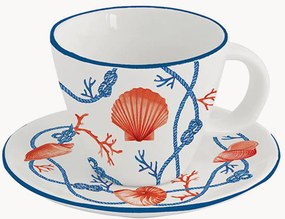 Chávenas de café em porcelana com pires Cote De Mer, conjunto de 2