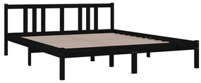 Estrutura de cama 160x200 cm madeira maciça preto