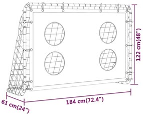 Baliza de treino para futebol com rede 184x61x122 cm aço