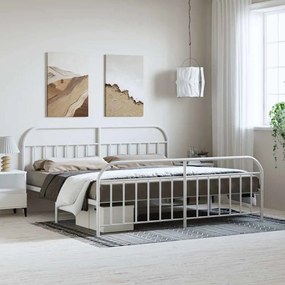 Estrutura de cama com cabeceira e pés 193x203 cm metal branco