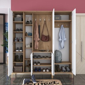 Hall Stand EA129 – Walnut White – 180 x 198,6 x 37,5 cm