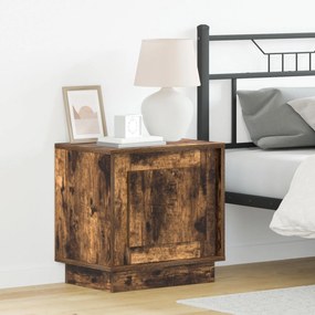 Criados-mudos com luzes LED 2 pcs Carvalho Fumado 44x34,5x45 cm