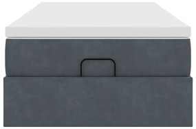 Estrutura cama otomana colchão 90x190 cm veludo cinzento escuro