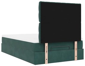 Estrutura de cama otomana com colchões verde escuro veludo